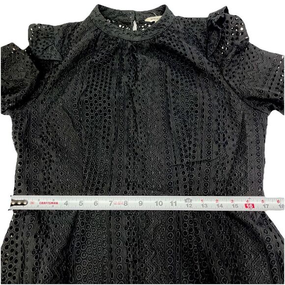 Whistles Page Size 12 US Eyelet Frill Broderie Dress Black Cotton Keyhole Zip - Picture 9 of 14